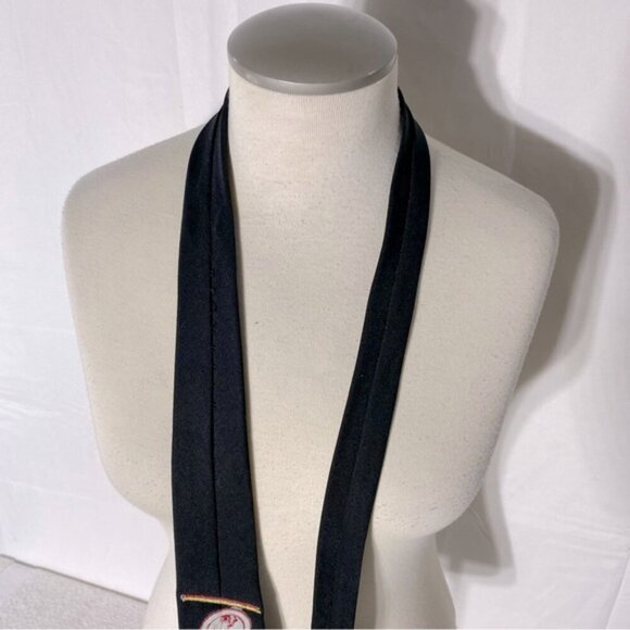 Vintage Black With Red Embroidered Lion Neck Tie - Picture 5 of 10